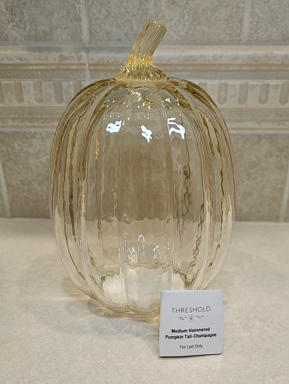 Threshold Medium Hammered Glass Pumpkin Tall- Champagne
